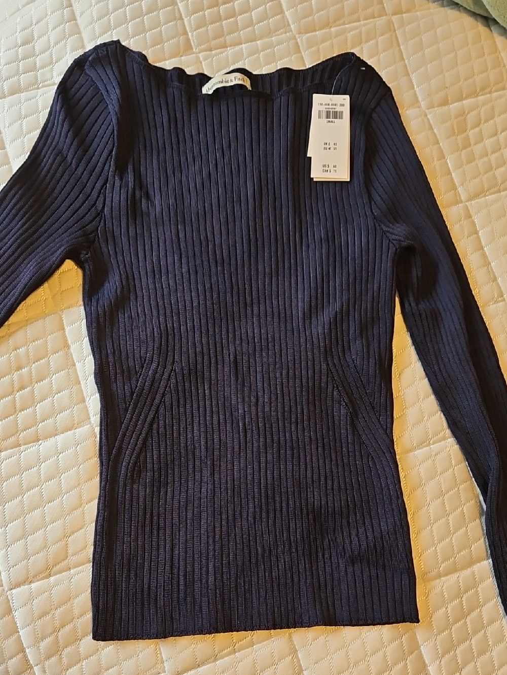 Abercrombie & Fitch Navy Ribbed Scoop-Neck Light Sweater